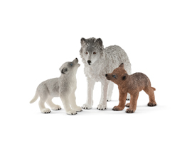 Schleich Mother Wolf with Wolf Pups