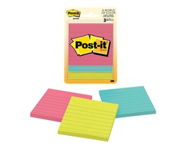 Post-it® 3 in. W X 3 in. L Assorted Sticky Notes 3 Pad Lined