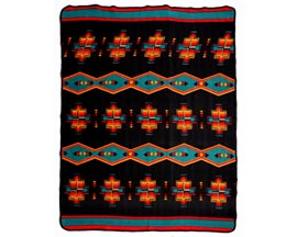El Paso® Fleece Lodge Southwest Block Throw Blanket - Black/Teal/Red