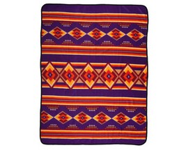 El Paso® Fleece Lodge Deep Purple and Fire Geometric Throw Blanket