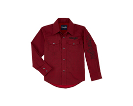 Wrangler® Boy's Long Sleeve Logo Western Snap Shirt