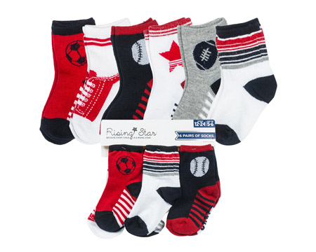Four Seasons® 6 Pack Sports Toddler Socks - 12-24 Months