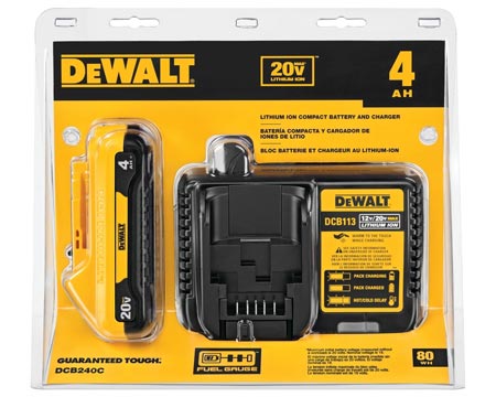 DeWalt® 20V 4AH Lithium-Ion Compact Battery and Charger Kit