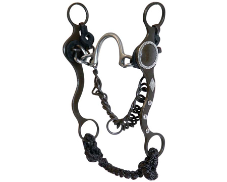 MetaLab® 5-1/8 in. Antique Steel Ported Chain Bit with Curb Chain and Studded Trim - Medium Shank
