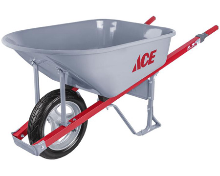 Ace® 6 Cu. Ft. Steel Contractor Wheelbarrow - Gray