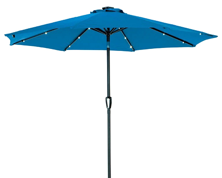 Living Accents® 9 ft. Lighted Solar Market Patio Umbrella - Royal Blue