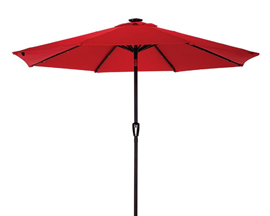 Living Accents® 9 ft. Lighted Solar Market Patio Umbrella - Red