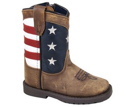 Smoky Mountain Stars & Stripes Toddler's Western Boot - Vintage Brown