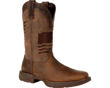 Durango® Men's Rebel Distressed Flag Embroidery Western Boots - Acorn Brown