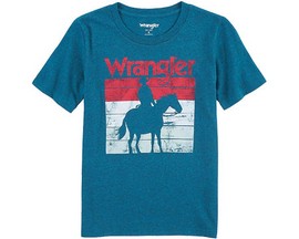 Wrangler® Boys' Logo Cowboy Silhouette Graphic T-Shirt - Cyan Pepper Heather