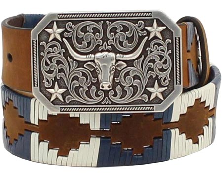 3D Belt® Boys' Brown Southwest Pattern Leather Belt with Wrapping