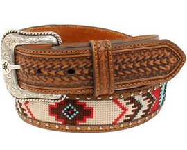 Ariat® Men's Multi Southwestern and Tooled Brown Leather Belt