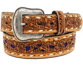 Nocona® Men's Paisley Pierced and Laced Leather Belt - Blue