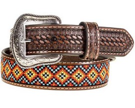 Nocona® Boys' Multi-Colored Aztec and Basketweave Leather Belt