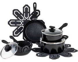 Brooklyn Steel Co. 12-piece Zodiac Aluminum Cookware Set - Black