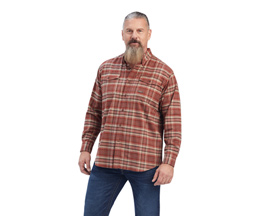 Ariat® Men's Rebar Flannel DuraStretch Work Shirt in Red Mahogany
