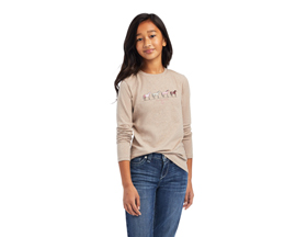 Ariat® Kids' Different Color Long Sleeve T-Shirt in Banyan Bark Heather