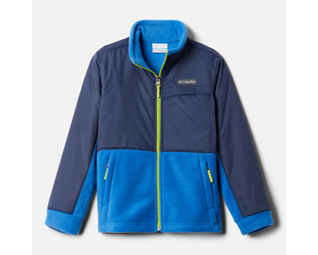 Columbia® Boys' Steens Mountain Overlay Fleece Jacket in Bright Indigo/Collegiate Navy