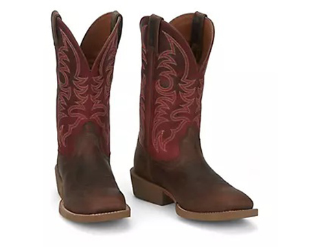 Justin Boots® Men's Stampede Square Toe Western Boots in Chili Pepper Red