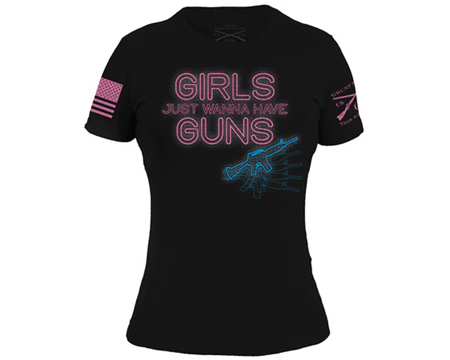 Grunt Style®  Women's Girls Just Wanna Have Guns Black Short Sleeve T-Shirt