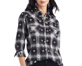Ariat® Women's REAL Thunderstorm Shirt in Thunderstorm Plaid Dobby Flannel