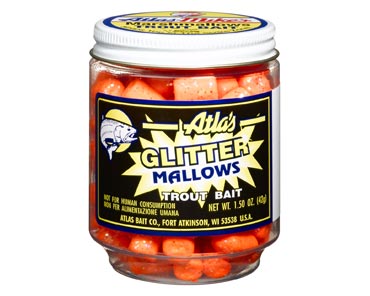 Atlas Glitter Mallows Trout Bait - Orange/Garlic