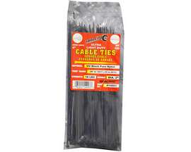Tool City Black Ultra Light-Duty 8" Cable Ties - Pack of 100