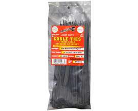 Tool City Black Light Duty 8.1" Cable Ties - Pack of 100