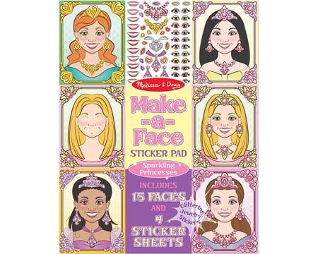 Melissa & Doug Make-A-Face Sparkling Princesses Sticker Pad