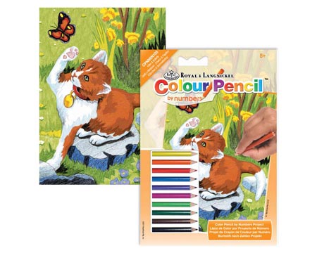 Royal & Langnickel Mini Colour Pencil by Numbers Kit - Kitten & Butterfly