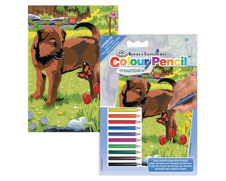 Royal & Langnickel Mini Colour Pencil by Numbers Kit - Puppy & Butterfly