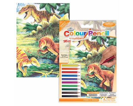 Royal & Langnickel Mini Colour Pencil by Numbers Kit - Dinosaurs
