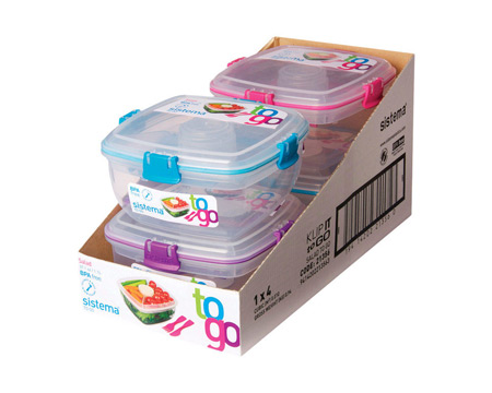 Sistema Salad Container Microwave/Freezer Safe  4.5 Cup - Assorted Colors