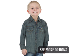 Wrangler® Boy's Cowboy Cut Long Sleeve Work Western Denim Shirt