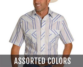 Wrangler Regular Sport Western Short Sleeve Striped Shirt - Assorted Colors