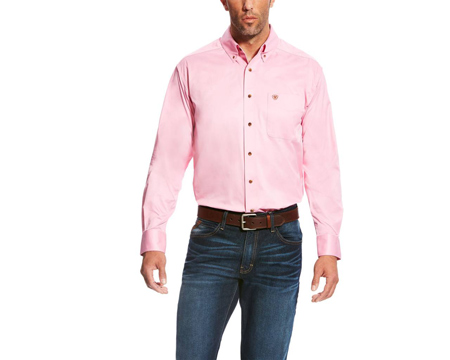 Ariat® Men's Long Sleeve Solid Twill Shirt - Prism Pink