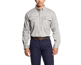 Ariat® Men's Long Sleeve FR Solid Vent Work Shirt - Sliver Fox