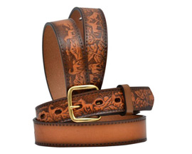 3D Belt® Kid's Wild Horses Tooled Leather Belt