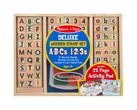 Melissa and Doug® Deluxe Wooden Stamp Set - ABCs 123s